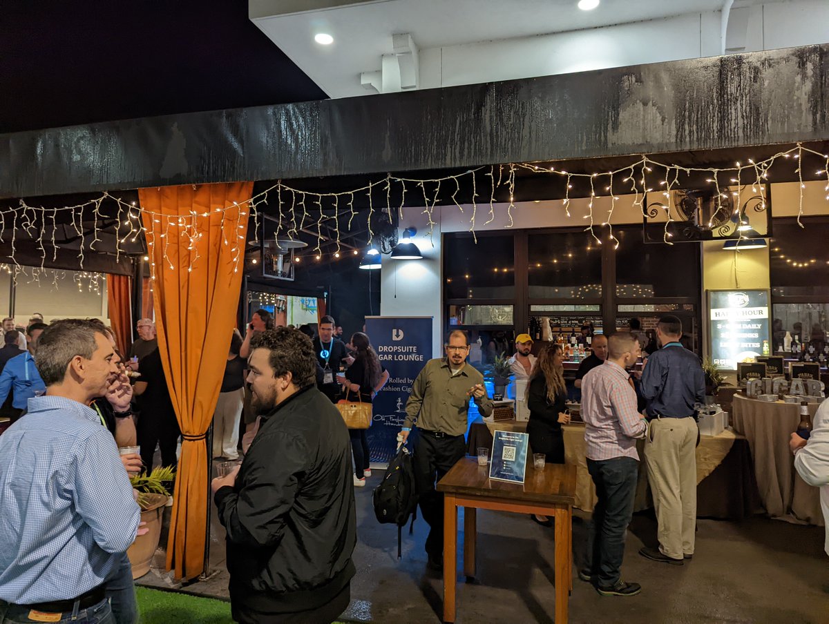 dropsuite's tweet photo. Dropsuite's Cigar Lounge at @TavernaOpaOrl for the #MSPBlockParty was a great way to start #ITNConnect21! Thank you to @oldfashioncigar for rolling fantastic cigars for our partners.
@bvoipllc @pax8 @Sherweb
#security #msp #mspartners #mspartner #mspsales https://t.co/oWvBBbW37Q