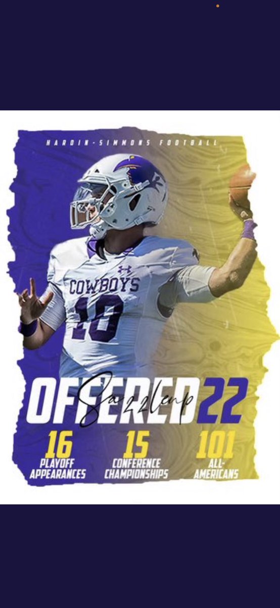Blessed to receive my first official offer  from Hardin Simmons! 🙏🏿