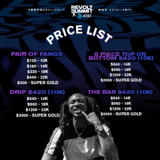 AtlGrillz's tweet photo. If you're in Atlanta this weekend for #REVOLTSUMMIT @revolttv come get a grill made by @ScottyATL and the Atlanta GBS team. 

Presented by @ATT https://t.co/tq0chIq4jO