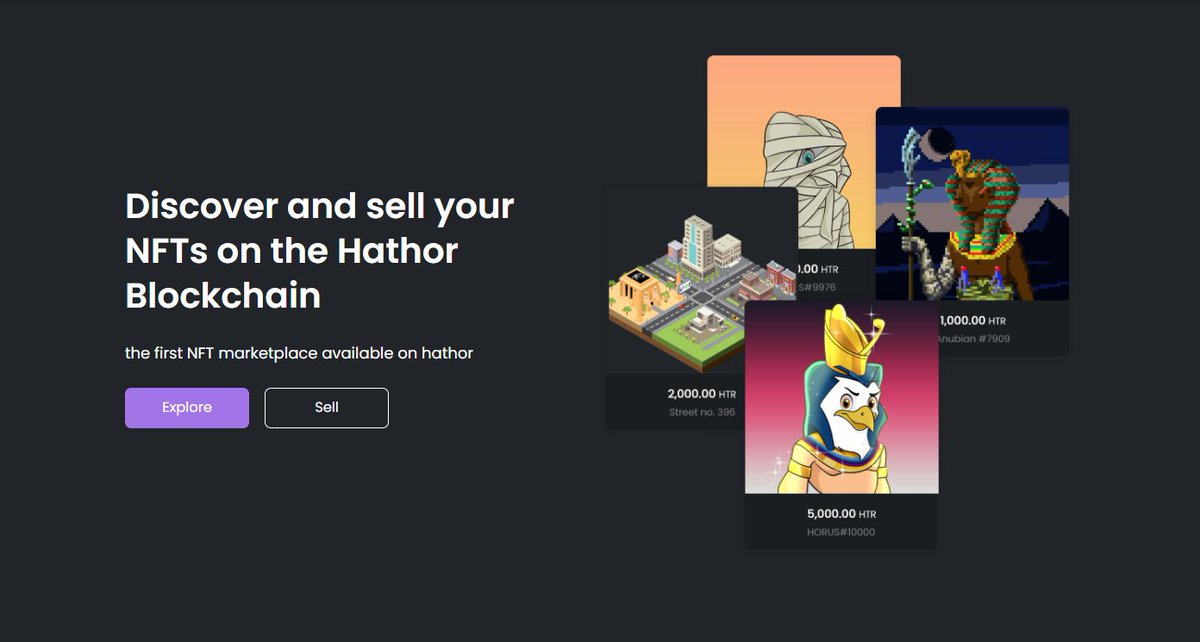 HorusNFT_'s tweet photo. With the long-awaited Hathor Market launch coming by this week, here's an explanatory thread on different mechanisms ruling the first $HTR Marketplace, our vision while building it, and our thoughts regarding its future :

[1/9]
( a surprise is hidden at the end of the thread 👀) https://t.co/cZI5GO6iyT