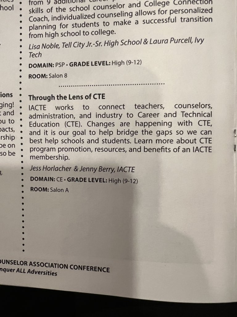 DrSherriBarrow's tweet photo. Through the Lens of CTE! Love to see IPS represented @Jenxgal @ISCA_IN @BallStateSC #FutureSchoolCounselors
#BallStateCounselingProgram #ConquerAllAdversities #ISCA2021 https://t.co/IRBhC9oT7G