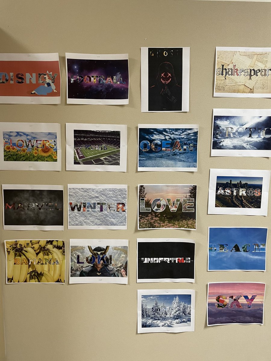 cpjhsterrell's tweet photo. Our Digital Media students made these amazing text creations using Adobe Photoshop! So proud of their work!! @TISDCPJHS @TISD_CTE https://t.co/oD5oh9x6fM