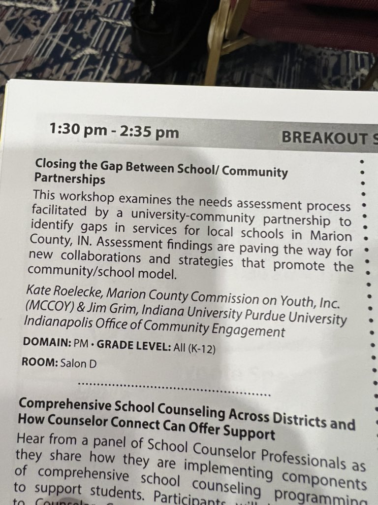 DrSherriBarrow's tweet photo. Closing the Gap Between School/Community Partnerships with Jim Grim and Kate Roelecke @ISCA_IN @BallStateSC #FutureSchoolCounselors
#BallStateCounselingProgram #ConquerAllAdversities #ISCA2021 https://t.co/OXxEWt3JUr