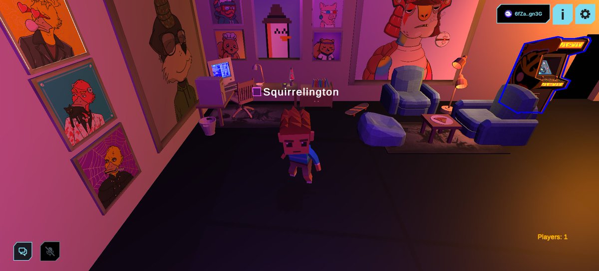 Squirrelingtonn's tweet photo. Welcome to my humble @_portals_ abode! So cool that this project already has a working product (and SMOOTH at that)! Had to throw in my @SolSquirrels @ToastyTurts @PeskyPenguinNFT @mmccsolana and @ApexDucks collection up on the walls ❤️  #portalsNFT is the FUTURE! https://t.co/YPwLY4b3A2