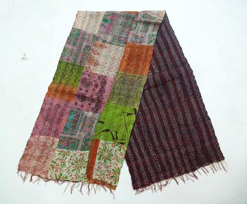 Silk Kantha Scarf Head Wrap Stole Dupatta headband Collar Neckerchief Scarves KL65