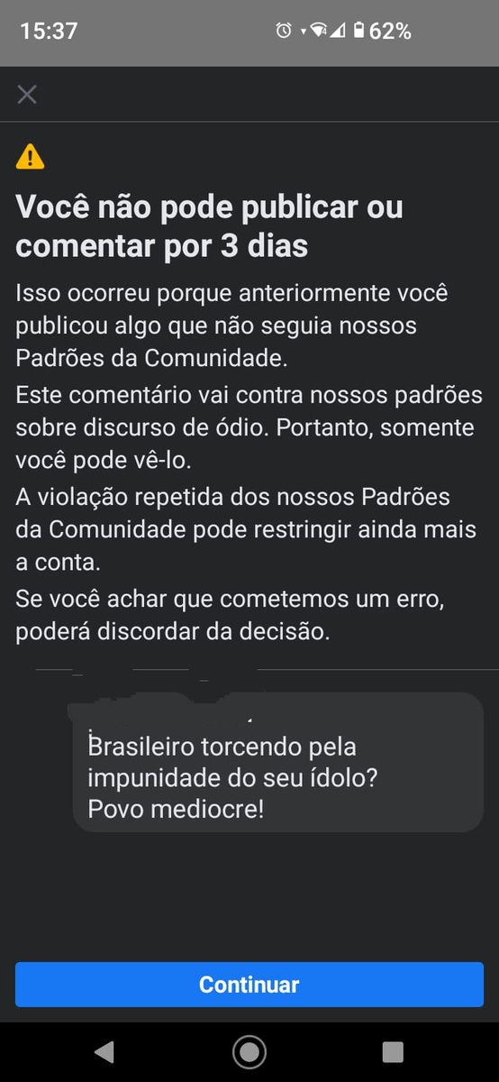 Heitor34943039's tweet photo. Liberdade de expressão dando seus últimos suspiros. Perfil de um amigo meu q não concorda com o governo. Até Quando? https://t.co/jF2guC1gk4