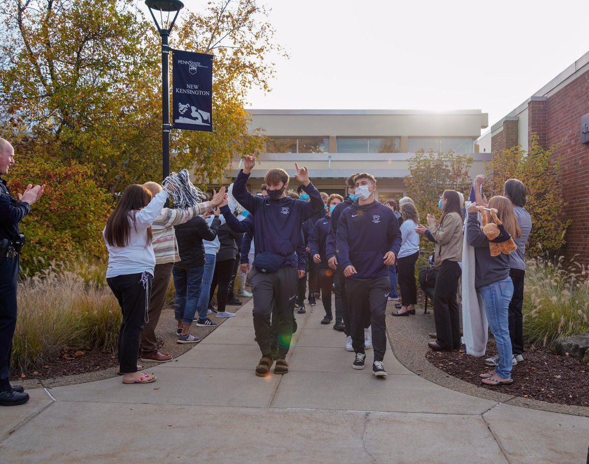 PSNKadmissions's tweet photo. This morning, #PSNK faculty, staff, students, alumni and friends cheered on the @psnkmenssoccer team as they headed off to the team’s very first @theuscaa nationals! Be sure to #RoarAsOne w/ them while they’re in Virginia Beach (games start tomorrow!) making history! ⚽️#PennState https://t.co/yX1GsjOBZf