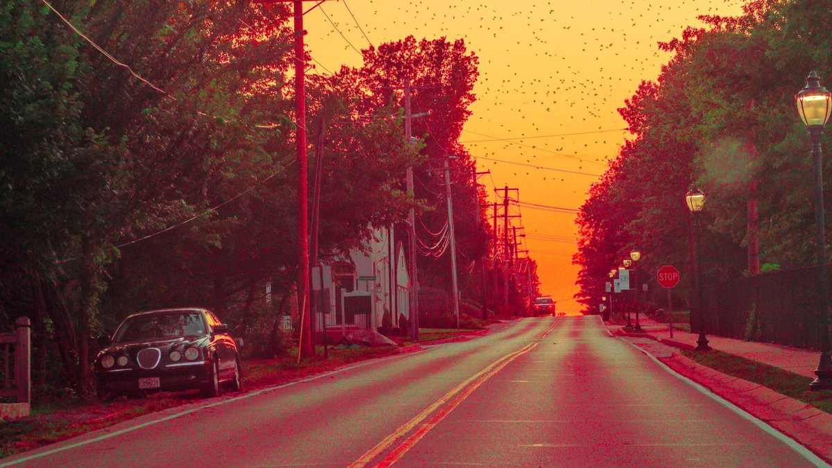 the sky on fire