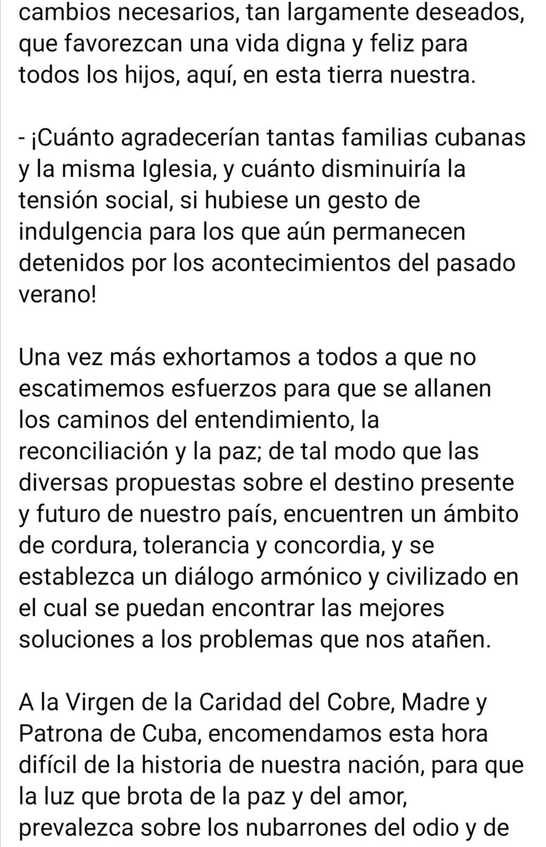haydeemilanes's tweet photo. Comparto el sentir y la preocupación de la Iglesia Católica cubana. https://t.co/dDe0YsRvoh