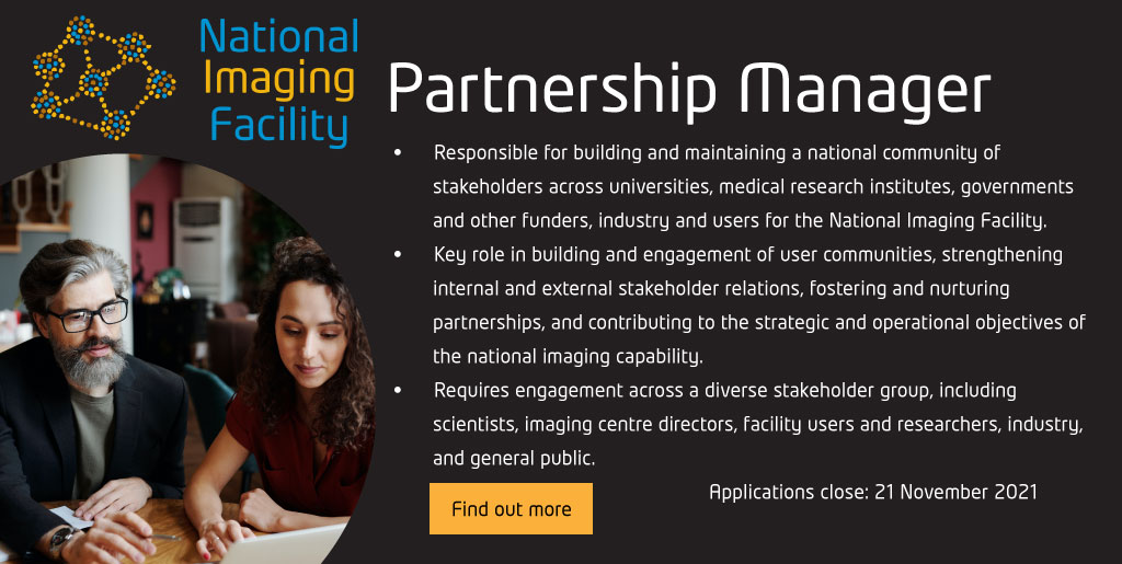 National Imaging Facility is looking for a Partnership Manager to join the team to strengthen existing links & foster new partnerships nationally & internationally. Closes 21 Nov. Details:  uq.wd3.myworkdayjobs.com/uqcareers/job/… #imaging #research #partnership #researchinfrastructure #Job