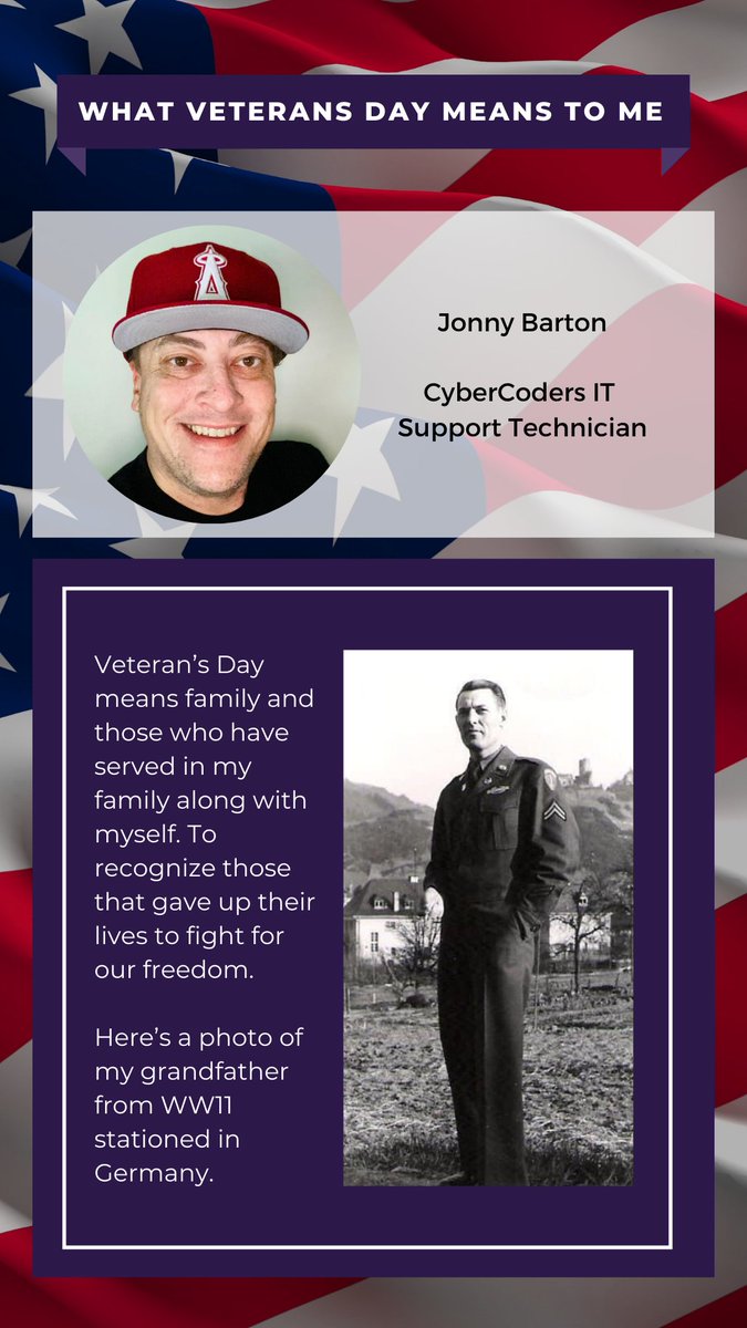 CyberCoders's tweet photo. This Veterans Day, we wanted to honor all those who've served in the U.S. military by sharing what Veterans Day personally means to some of our CyberCoders team members.

#VeteransDay #CyberCoders #veterans #jobs #careers #veteransday #veterans https://t.co/BFKa9LqRpv