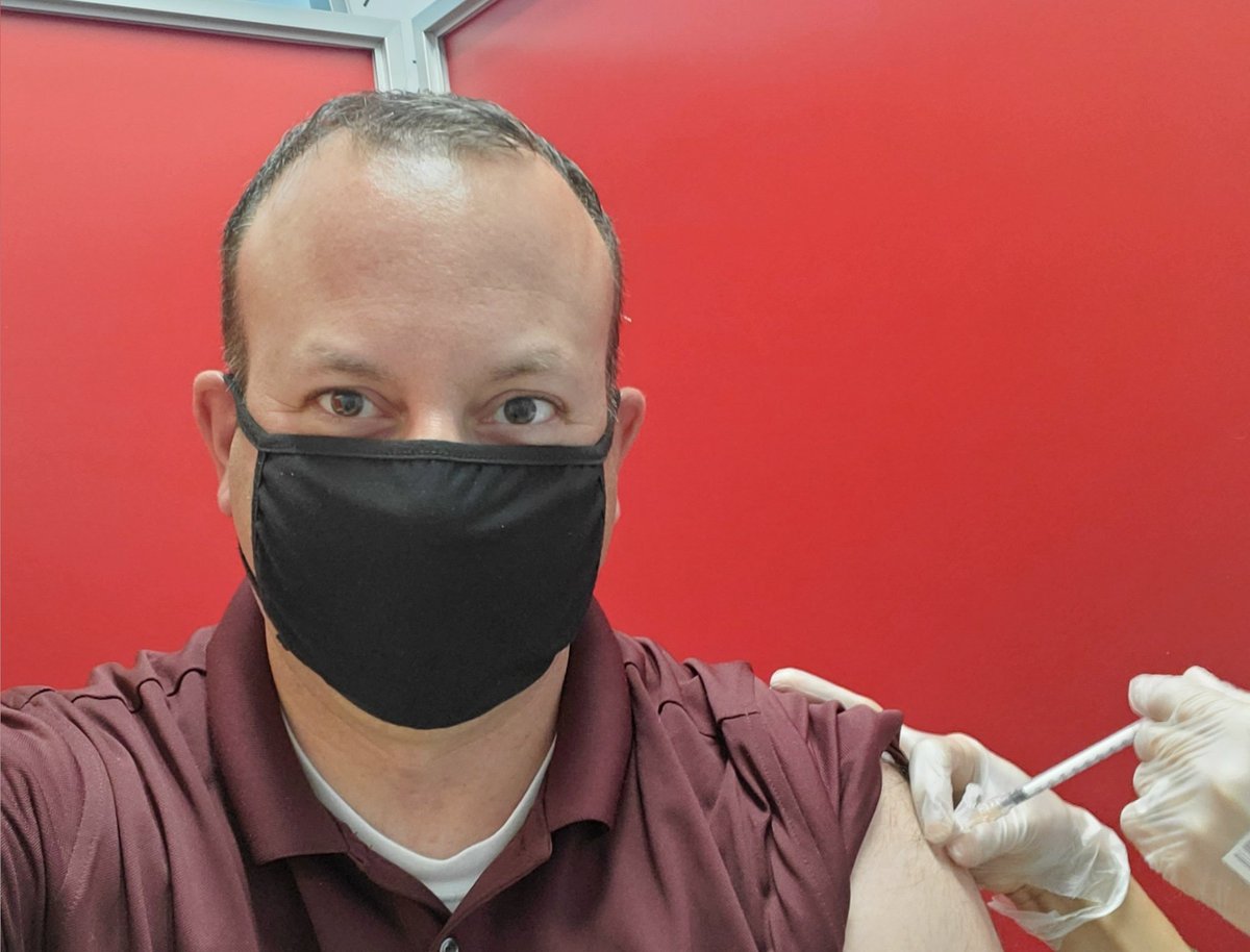 KyleHamstra's tweet photo. I did it! #igottheshot! Again. Grateful for my health and all the healthcare providers working overtime to make the world a better place. ๐๐๐๐๐๐ #FullyVaccinated-ish #SleevesUp4Students #SleevesUp4Schools #thirddosedone #boostershot #Moderna #COVID19Vaccine #igottheshots https://t.co/cEKKthj5qS