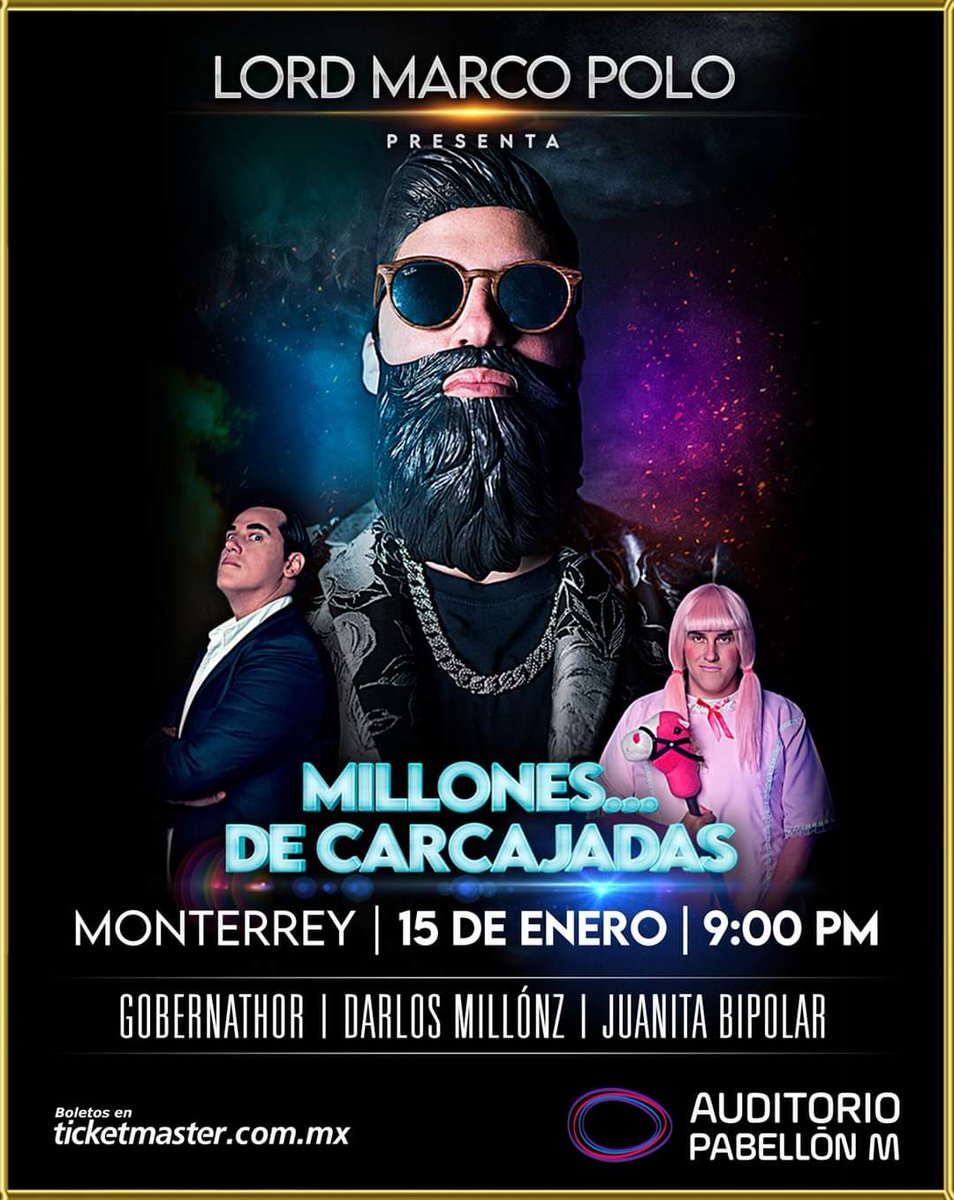 samanthahayde1's tweet photo. Que dijeron, que no tendríamos show en Monterrey...

Pues ya Tenemos fecha 🗓 
Este 15 de Enero en @AuditorioPM a las 9pm, @LordMarcoPolo presenta #MillonesDeCarcajadas.

Ya puedes conseguir tus boletos 🎟 en taquillas🎭 o en línea🖥 https://t.co/jPcrAfaBLa https://t.co/C2uDyfU0Fr
