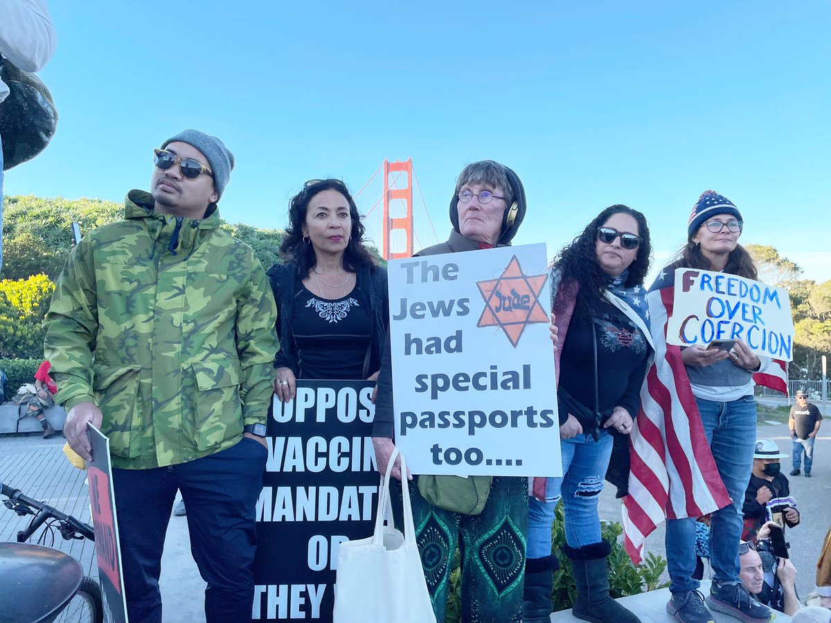 Dundas_Official's tweet photo. Protestors peacefully rallying near the Golden Gate Bridge on Nov. 11th at the Nationwide Walkout Rally in San Fransisco. 

Go to: https://t.co/PcJ2S1Fwbp to learn more 

#AxeTheVax 
#Nationwidewalkout https://t.co/WNev1XsH7I