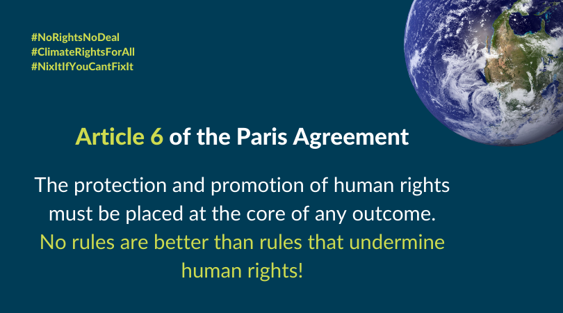 These final 24h of #COP26, Indigenous Peoples, youth, women, rights &amp; environmental orgs are all condeming the harmful #Article6 deal on the table that will undermine the #ParisAgreement &amp;  #humanrights.
⚠️ No deal is better than a bad deal. #NixItIfYouCantFixIt #NoRightsNoDeal