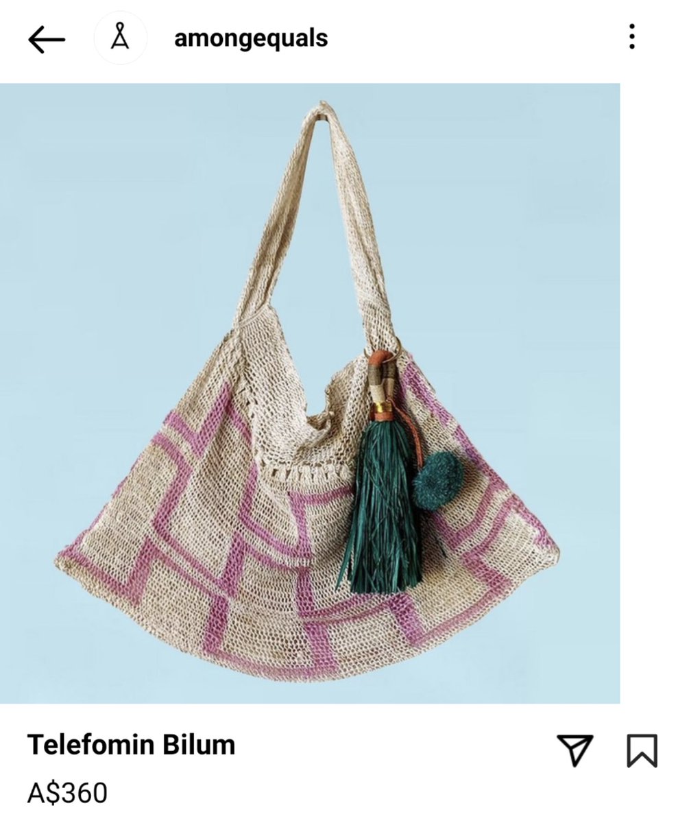 WendyMocke's tweet photo. Can we also please declare a moratorium on "Papua New Guinean bilum bags". Can white women just stop. Imagine calling yourself 'Among Equals' 🤮 https://t.co/447sVElehZ