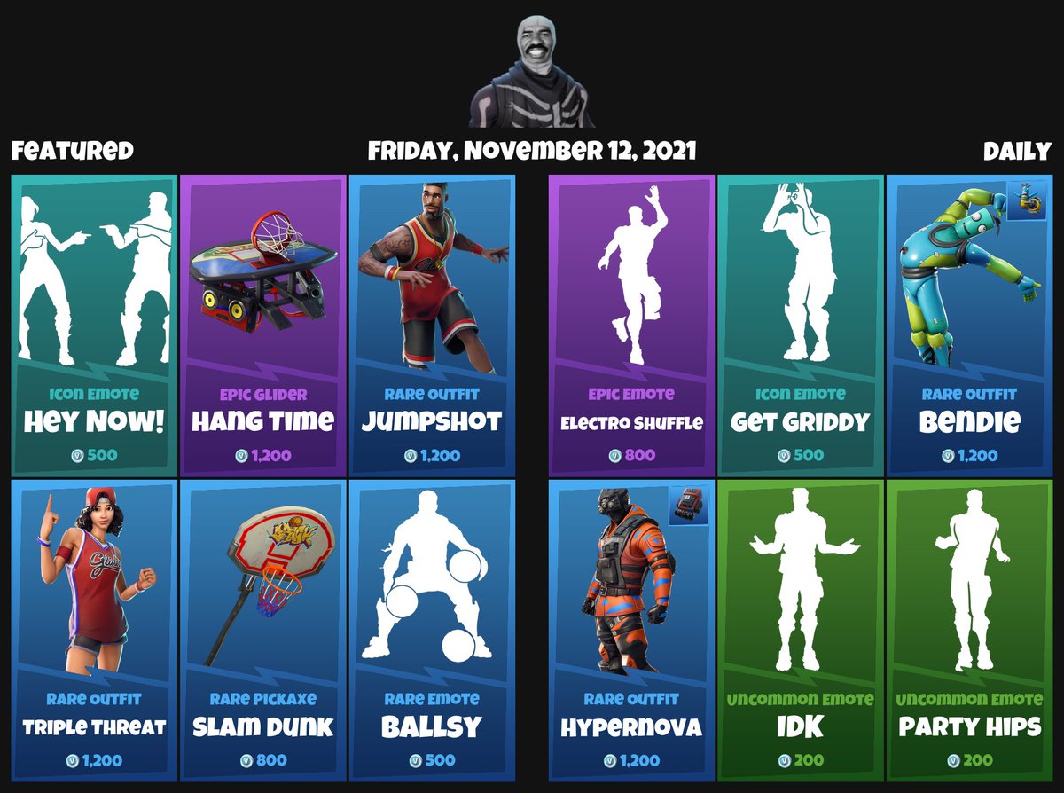 FNBRITMSHOP's tweet photo. #Fortnite Item Shop for Friday, November 12, 2021 https://t.co/HEsZyh46dS