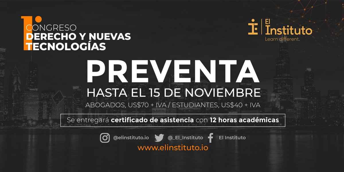 No te olvides de asistir a al Primer Congreso de Derecho y Nuevas Tecnologías 📚⚖️

Link: docs.google.com/forms/d/e/1FAI…

Certificado de asistencia por 12 horas académicas!