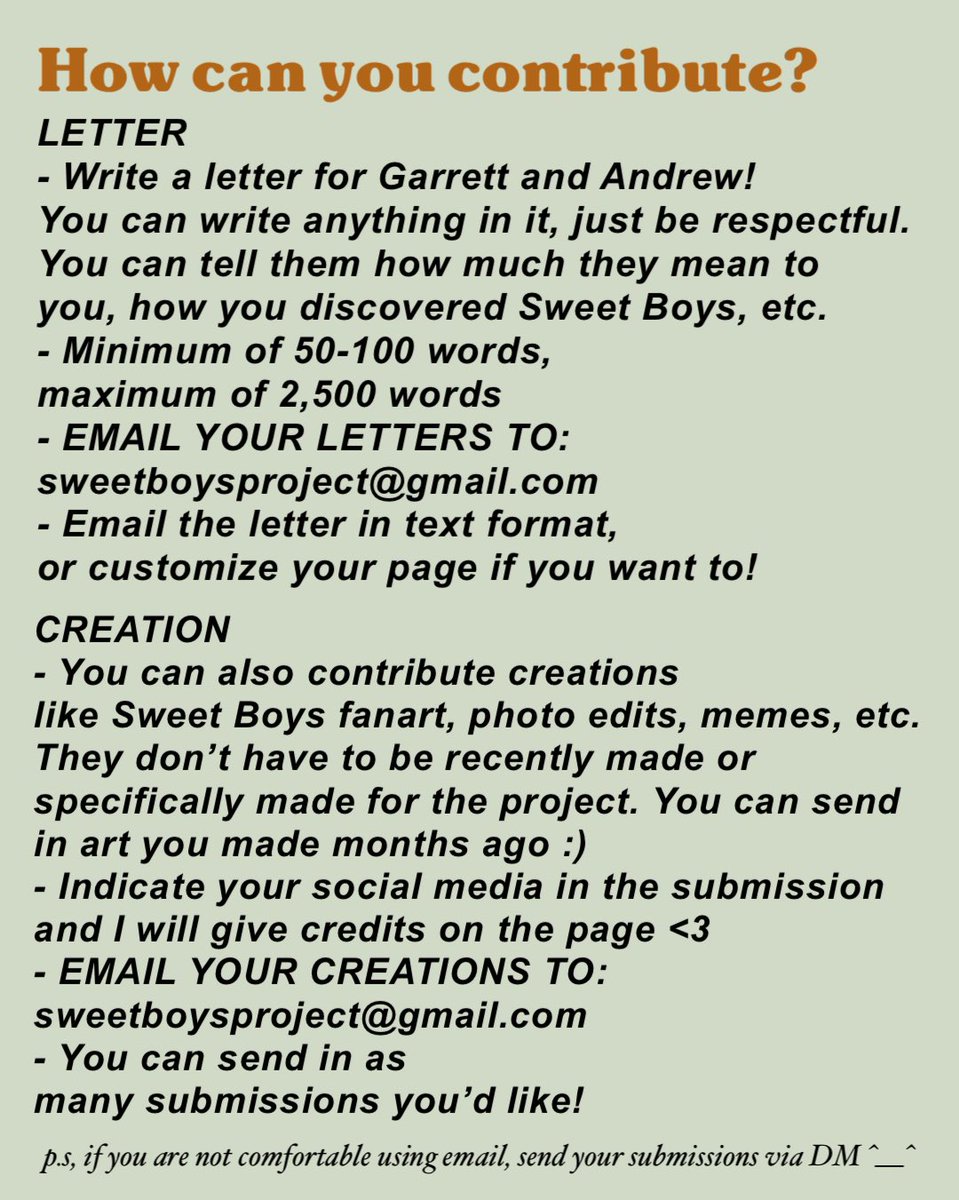 SWEETB0YSS's tweet photo. DEADLINE FOR SUBMISSIONS IS AT NOVEMBER 17, 2021, 12AM PST

If you have any questions, clarifications, or suggestions, then feel free to comment or DM them to me <3

(2/2) https://t.co/Mb1mhQZbKY