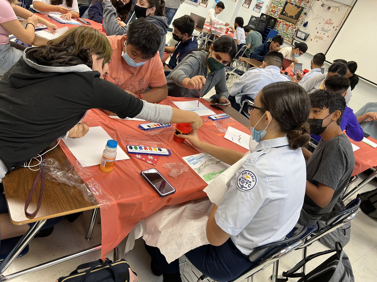NadiaRaesch's tweet photo. Geography class European landform painting! Fun..but exhausting clean up after 100 kids. Masterpiece display in the B wing hallway. https://t.co/UU9esWwpDS