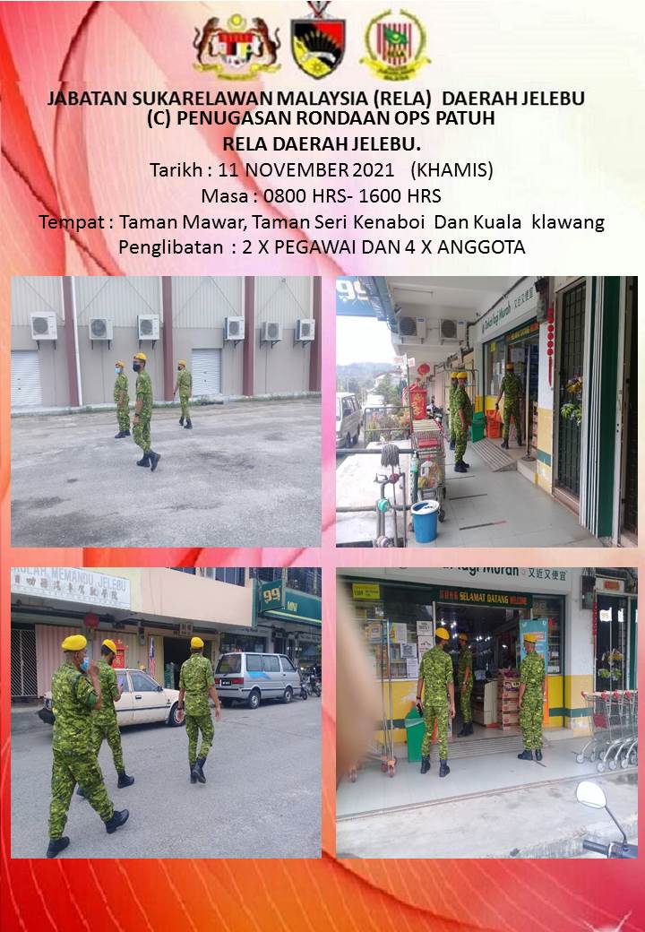 RELAJELEBU's tweet photo. (c) PENUGASAN RONDAAN OPS PATUH RELA DAERAH JELEBU
#OPSPATUH
#JELEBU
#Amaldanpatuh
#KitaJagaKita 
#NormalBaharu 
#Setiabakti 
@yahyakgc @relamalaysia @PrdGunalan @RELA_N9
@HairolBatista https://t.co/uEJVXrWWe5