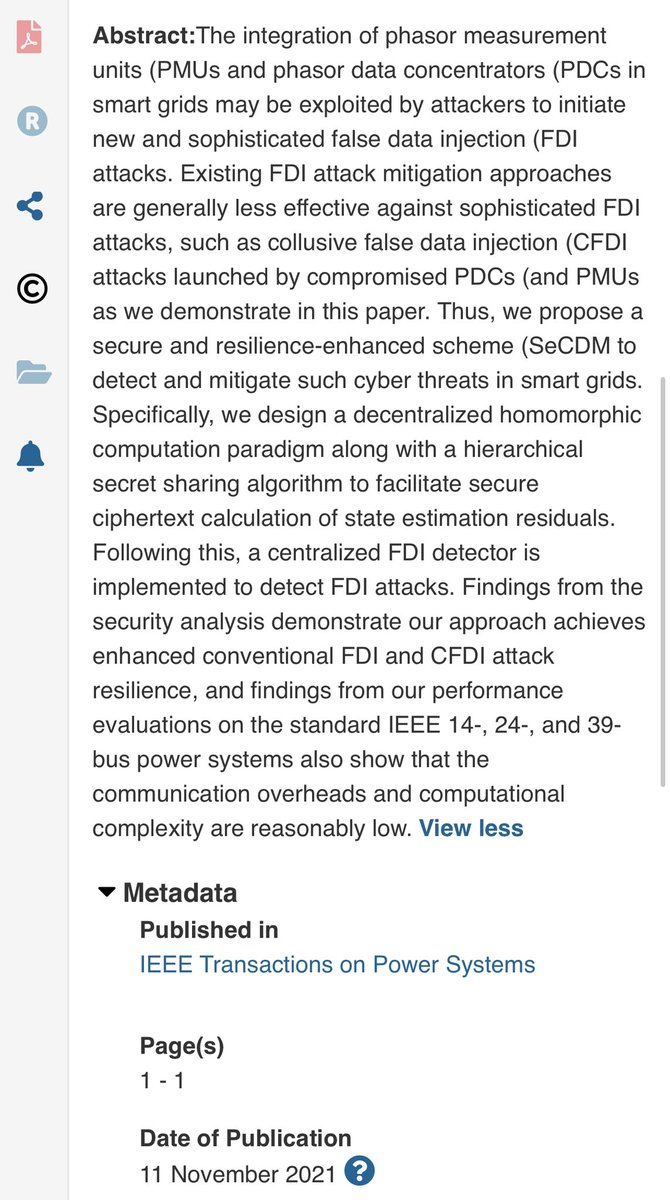 RaymondChooAu's tweet photo. #Detection of #FalseDataInjection #Attacks on #SmartGrids: A #Resilience-Enhanced Scheme, IEEE Transactions on Power Systems (@ieee_pes, Early Access) https://t.co/0HXbuzUrmL @UTSAResearch #CyberSecurity #cyberattacks #SmartCity https://t.co/egWw9gGq05