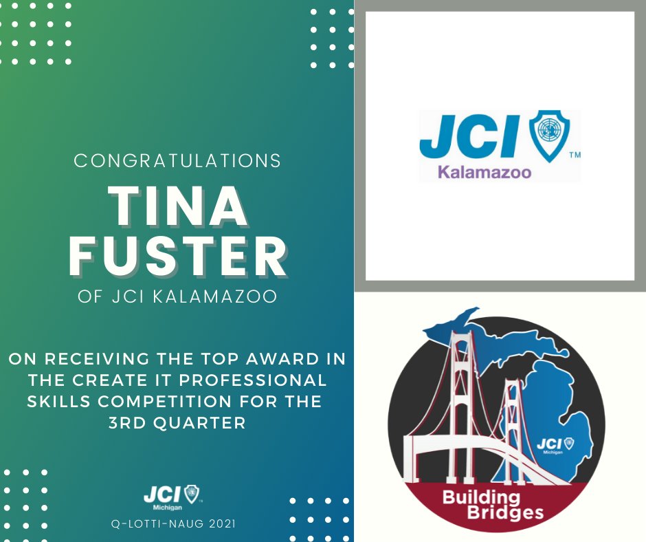 Congrats to members Holly &amp; Tina who were awarded top spot in 2 of the JCI Michigan Professionals Skills Competitions this past weekend at Q-Lotti-Naug. #JCI #Michigan #BuildingBridges