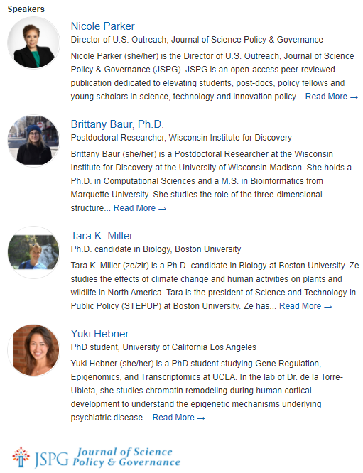 SciPolJournal's tweet photo. Catch @SciPolJournal Dir. of US Outreach, @NikkiP_PhD, w/ authors, @BrittanyABaur, Tara K. Miller &amp; @yukihebner for skill-based workshop on "Writing Effective Science Policy Memos" on Sat., Nov. 20: 

🕜1:30pm-2:50pm EST 
🕟4:20pm-5:40pm EST

Register now: https://t.co/gRQAjwPBgA https://t.co/NMAtqdyBbf