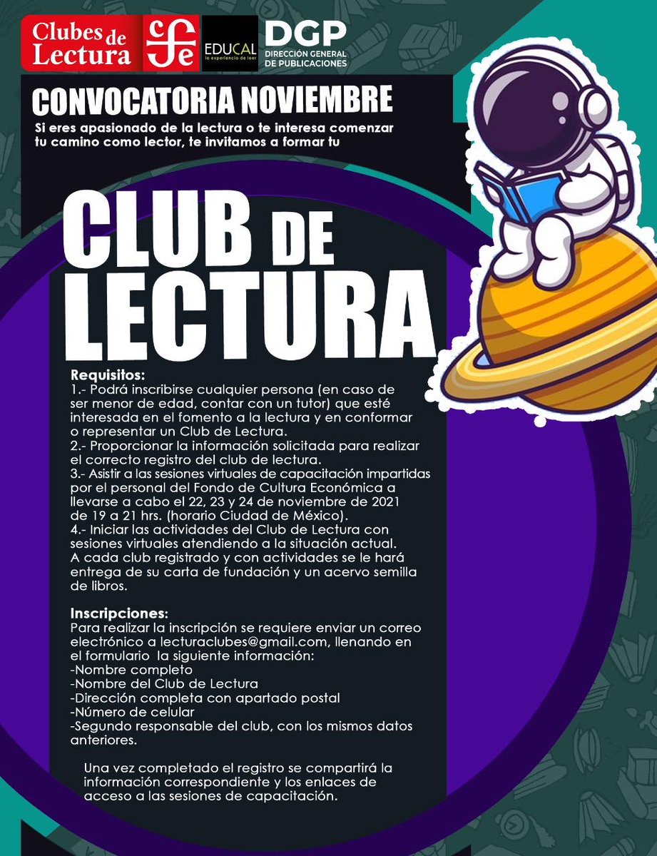 ENSH_SEPH's tweet image. 🟥 Departamento de Bibliotecas, Lectura y Escritura, nos envían la Convocatoria que de manera conjunta lanzan la DGESuM y el FCE, con la finalidad de promover la lectura como una actividad gozosa, de transformación social y cultural 💁🏻
#SomosENSH #EscuelaNormalSierraHidalguense