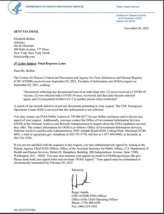 Question - "Do you have any documented evidence of a naturally immune, unvaxx'd individual spreading COVID to another person or being reinfected?"

CDC - No.

🤡