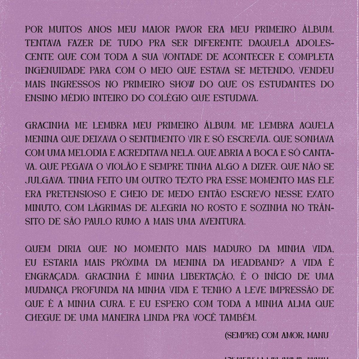 manugavassi's tweet photo. #GRACINHA disponível meia noite em todos os aplicativos de música 🖤 https://t.co/BJR9xnrK0j