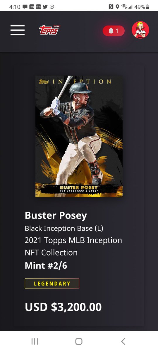 alwaysmaggie's tweet photo. Check it out, #busterposey for sale...#nftbaseball #NFTs #baseball #baseballCards https://t.co/XWZfvTBdOR