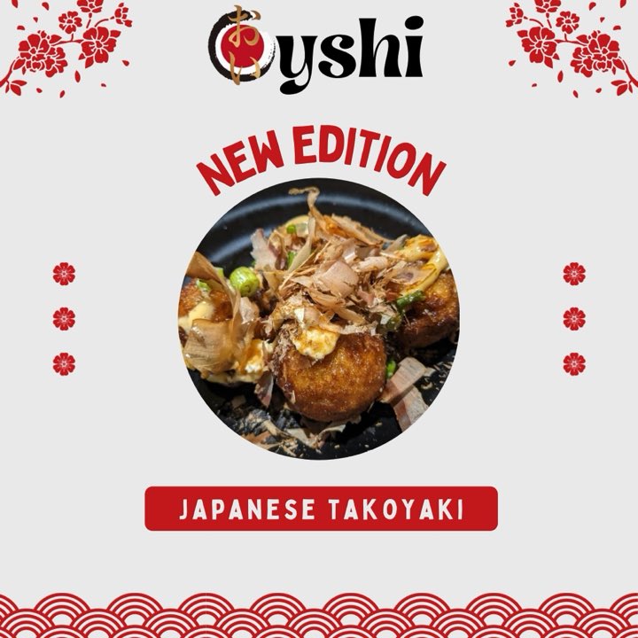 Oyshi360's tweet photo. In honor of reaching 100 new followers on Instagram!! We have decided to create a new addition to our menu! 

We are so excited to introduce our new appetizer.....

Takoyaki!!  🐙 https://t.co/zyzGMhLhKX