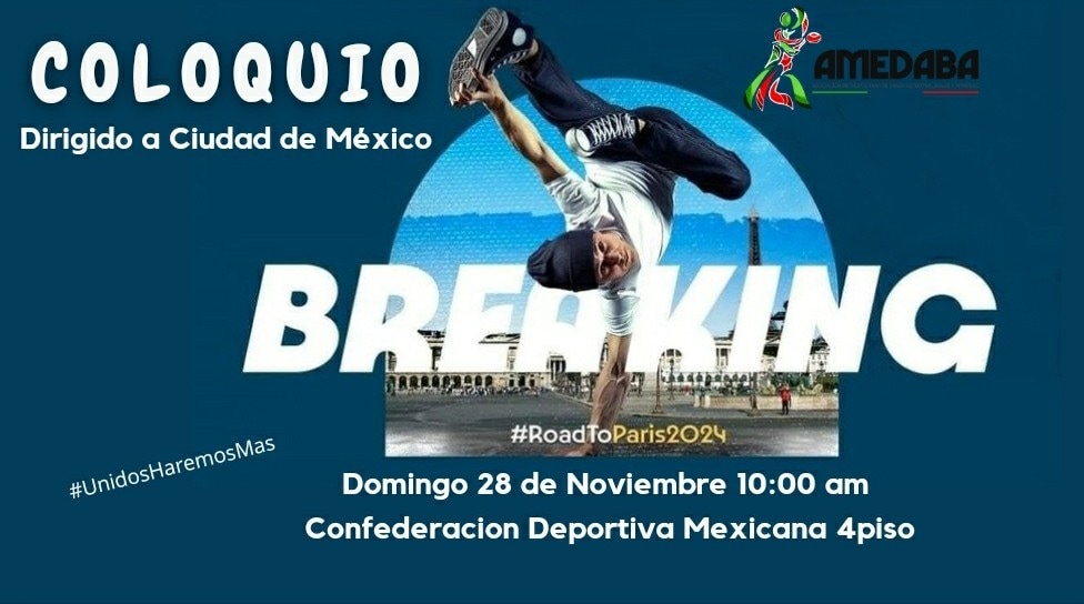 amedaba_ac's tweet photo. Porque queremos escucharte!!! 
En diciembre se da a conocer que el #BREAKING se incluye en Juegos Olímpicos y a su vez forma parte del deporte federado. 
Que cambios hay? Quien dirige? Como se realizan los cambios? Que hacer? 
Domingo de 28 - 10am en CODEME https://t.co/cTMrxNE3Al