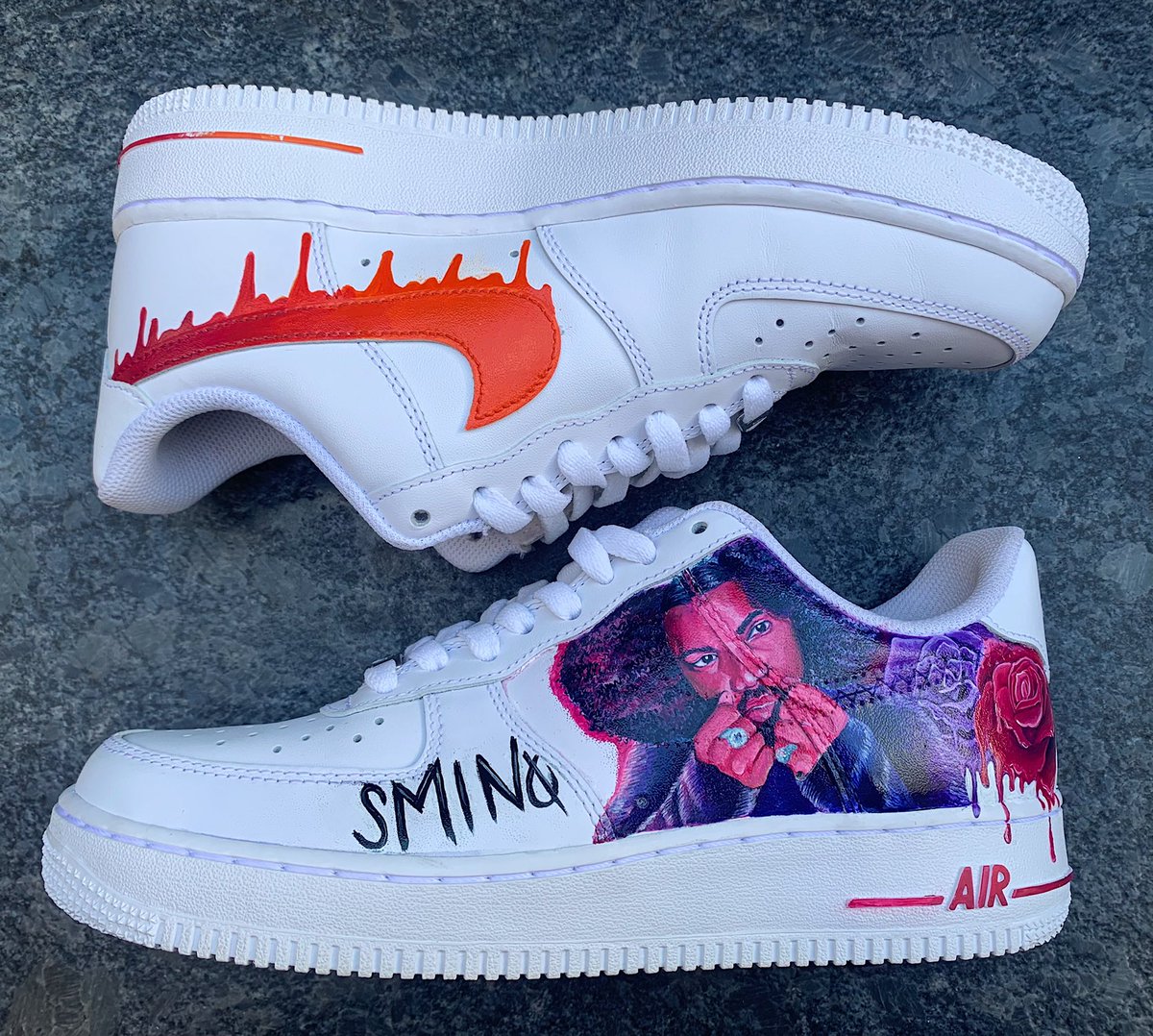 “I rock Air Forces, don’t force shit” 
@smino @zerofatigue 
•
•
•
#smino #zerofatigue #customairforces #angelusdirect