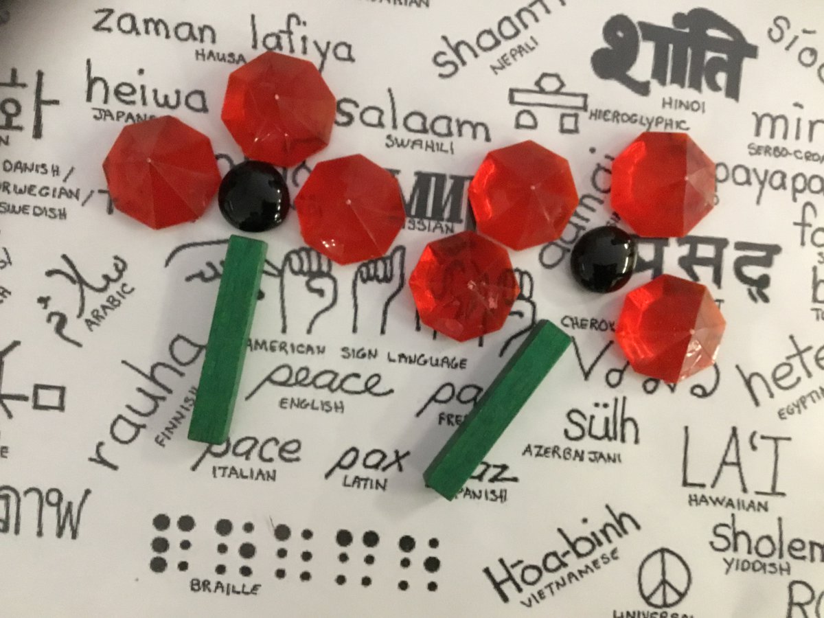 MrsNGauthier's tweet photo. Poppy art with loose parts. All four frames were uncovered when some of our students explored this center. #WeRemember #RemembranceDay #BC #PSI #SRWB #DMLB @StPatrickGuelph https://t.co/ZXlMCVp8CM