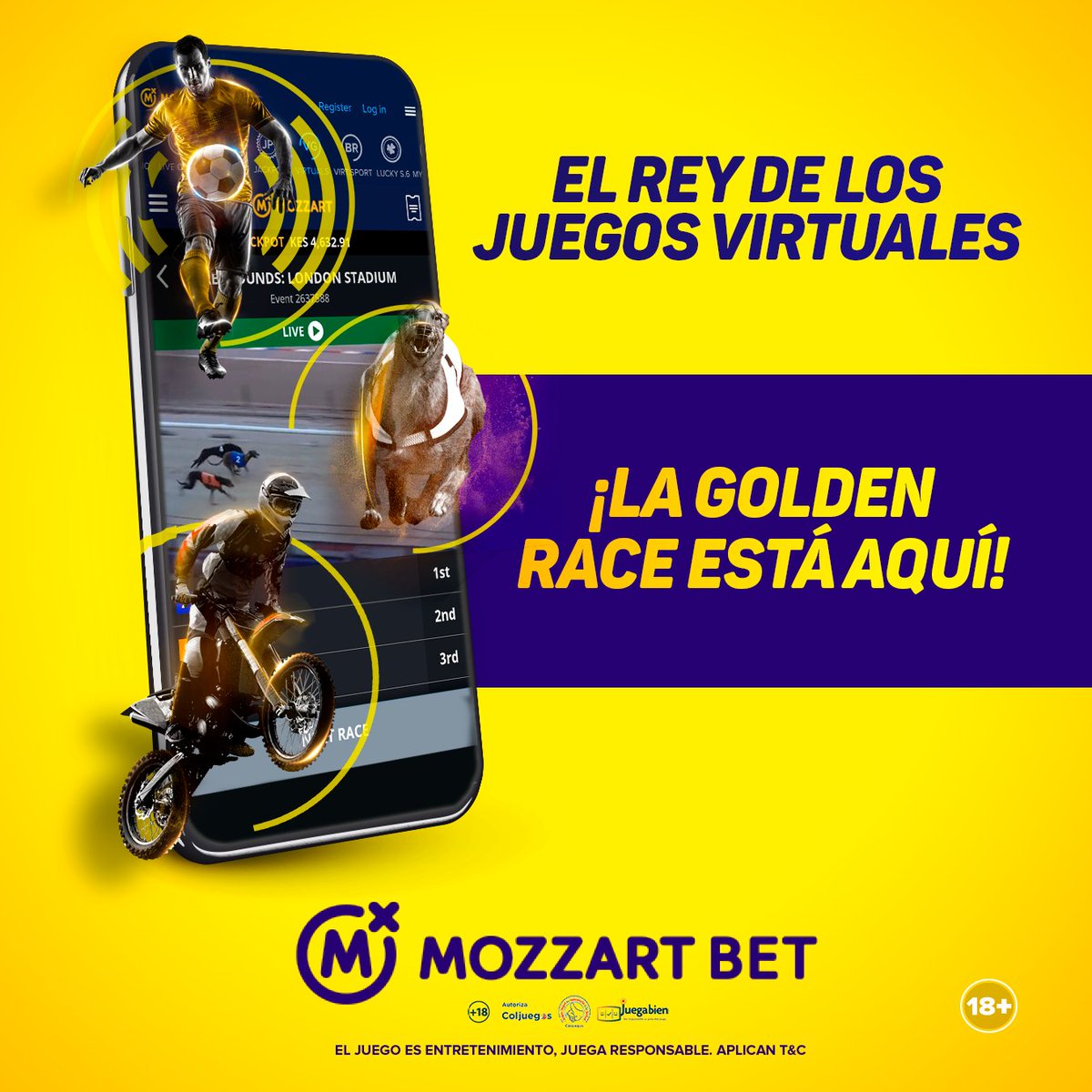 El rey de los juegos virtuales ha llegado a Mozzart Bet. ¡La Golden Race está aquí! 🏁

¡Carreras de perros y caballos ahora en línea! ¡También hay carreras de carros y motos! 

¡Más deportes, más emoción y más oportunidades para ganar! 🏆

#mozzartbet #juegosvirtuales