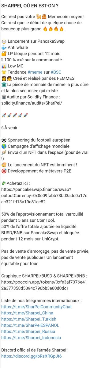 shartokenFR's tweet photo. Plus facile en Image :)

Zeeeeee parti la team #SHARPEI https://t.co/9aVzymXmcj