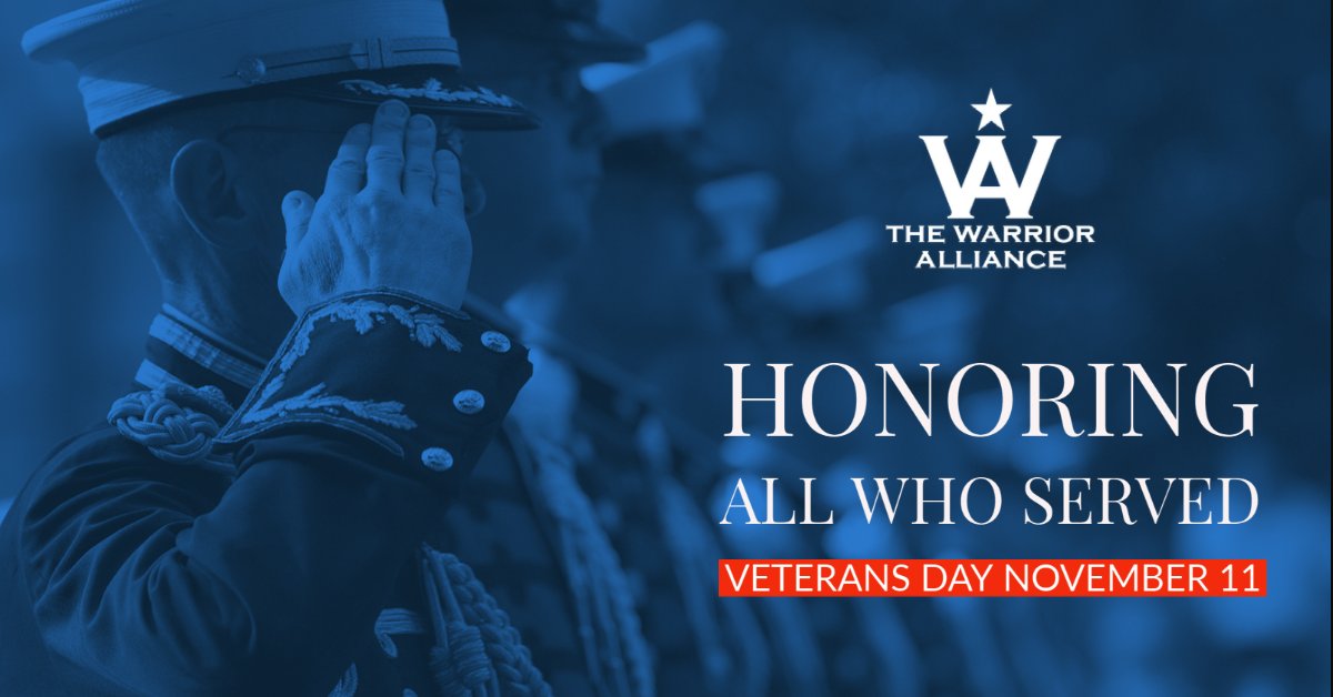 The Warrior Alliance proudly honors all Veterans for their service today and every day. Special thanks to the Veterans working on our team: Stewart Williams, Patrick Brown, David Smith, Jeremy Tindell, Emily Waters, and Jarrad Turner.