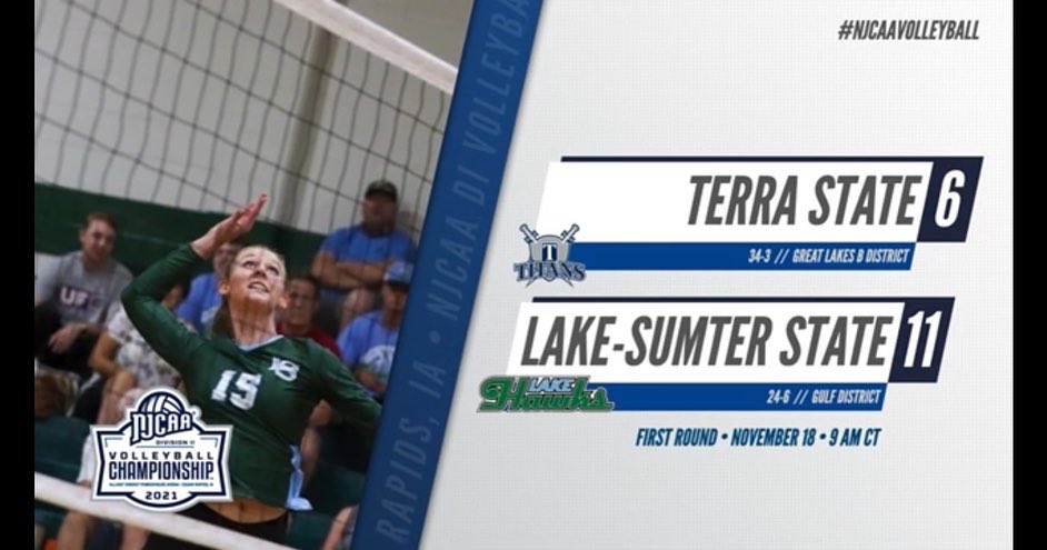 LakehawkVB's tweet photo. 1️⃣1️⃣
Lakehawks (11) will take on Terra State (6) at 9am CT on Thursday, November 18th!
#headedtothetop #mindovermatter #family #lakehawknation https://t.co/Wpb6H08EuU