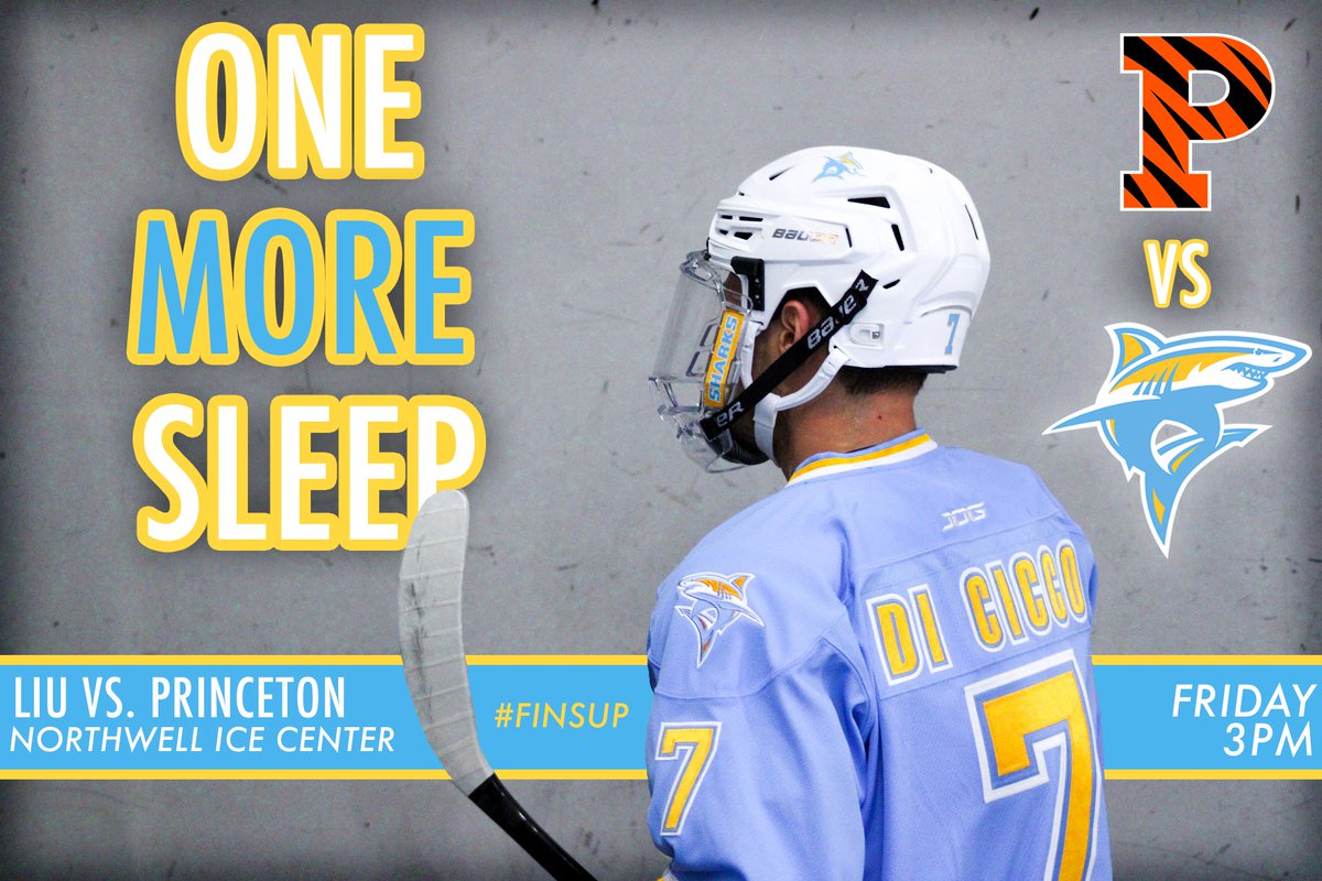 In less than 24 hours, the LIU Sharks take the ice against the <a href="/princetonhockey/">Princeton Men's Ice Hockey</a> Tigers at Northwell Health Ice Arena. ARE YOU READY?! 🦈🐯 #FinsUp #SHARKNATION #FeedingTime🥩