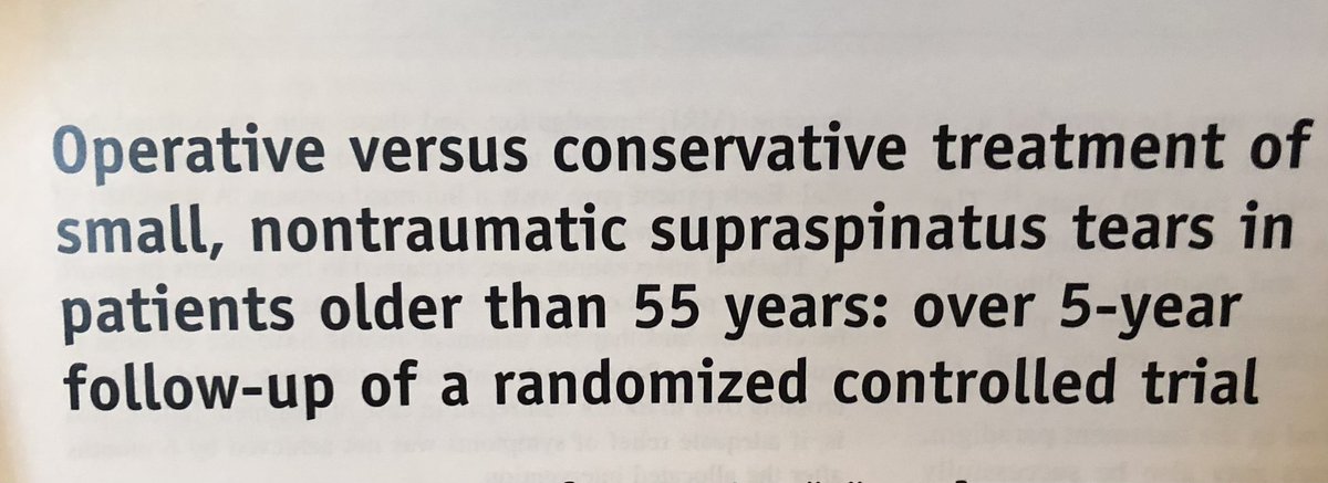 mtomaino's tweet photo. November 2021 J Sh&amp;Elbow incl’d 2 articles relevant to tr’ment of rotator cuff tears. 1.Pts with small atraumatic tears may do as well with therapy alone…surgery is not a fait de complet. 2. By contrast, outcomes for Traumatic tears are best when surgery is performed within 3 wk https://t.co/QOLq1rgs8b