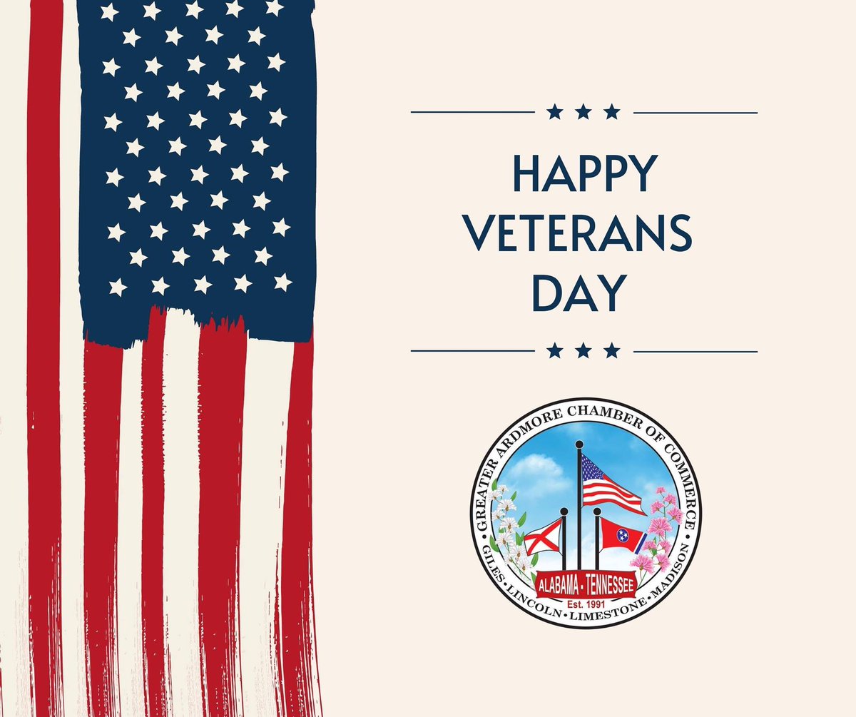 The Greater Ardmore Chamber would like to take a moment and thank all of our veterans who served in the United States Armed Forces. 

#VeteransDay #USA 🇺🇸