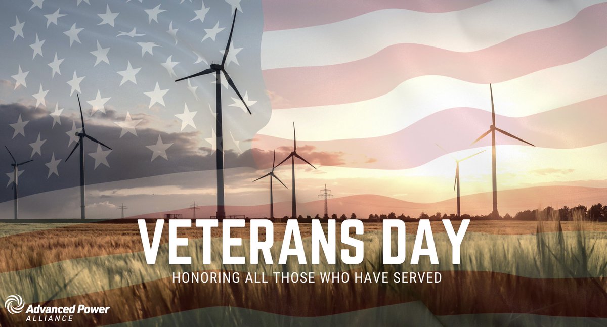 Today, we thank all veterans and active military for their service to our country. The #CleanEnergy industry proudly employs nearly 35,000 veterans who are helping to power our nation through wind, solar and transmission. #VeteransDay