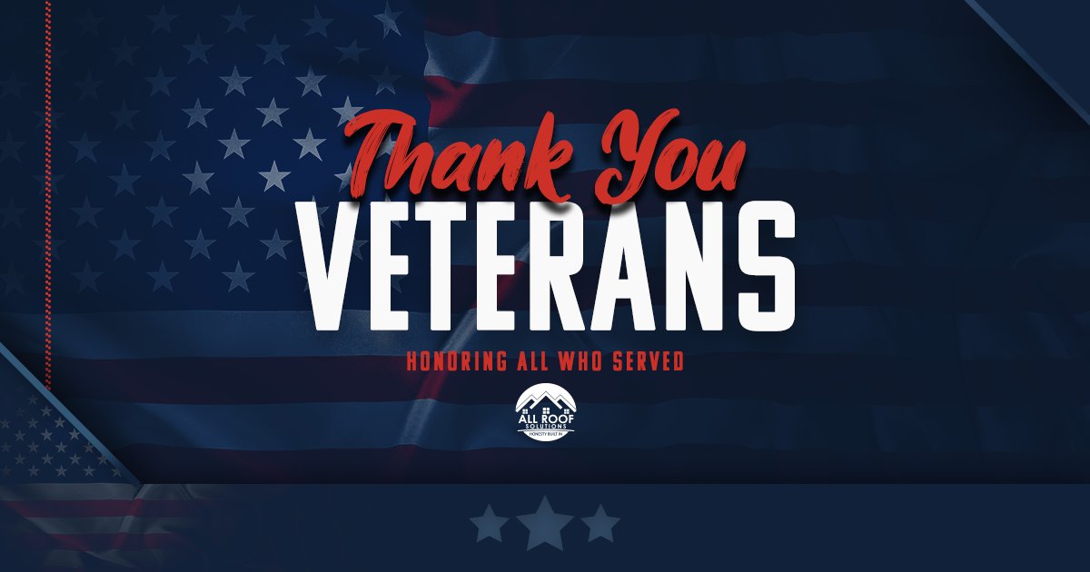 AllRoof1's tweet photo. Today we salute all of the US Veterans but want to extend a special thanks to our Veterans on staff. Thank you for your service, bravery, sacrifice, and dedication to our country! Happy Veterans Day! 🇺🇸
#veterans #VeteransDay #VeteransDay2021 #HappyVeteransDay2021 https://t.co/EQWaLdKCDv