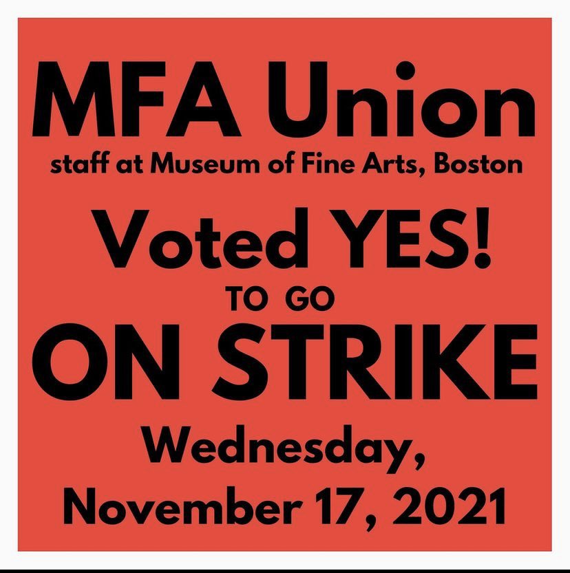 #Solidarity with our colleagues @mfaunion as they voted overwhelmingly to STRIKE for one day. Demand the @mfaboston bargain in good faith. #artsworkersunite #Strikesgiving #Union #unionstrong @Local2110UAW #faircontractnow