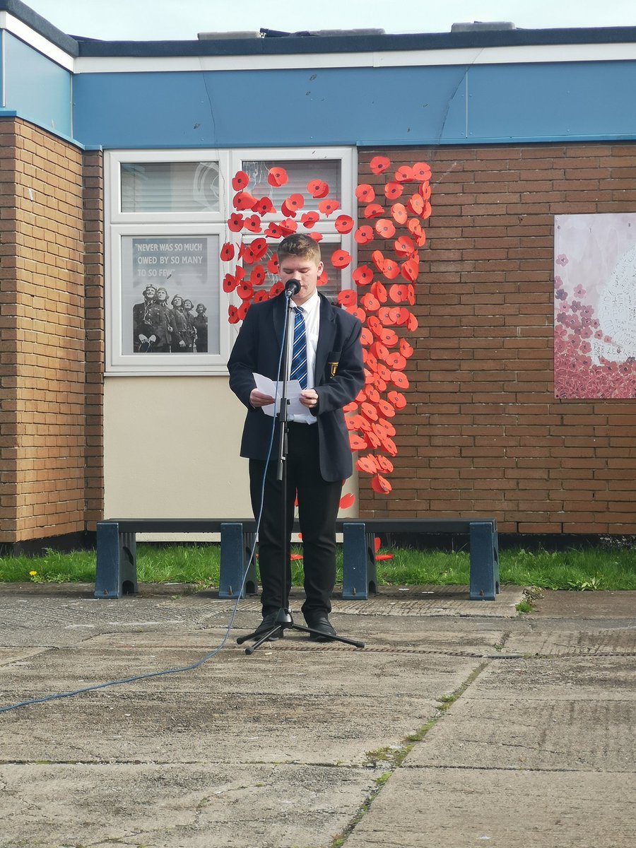 A moving poem read by Louis in Year 11 <a href="/WorleCSA/">WCSA</a> to commemorate Remembrance Day #lestweforget2021 #RemembranceDay2021  <a href="/PrincipalWCSA/">Jacqui Scott</a> Thank you to Miss Barber and the Year 7 students who created a beautiful display of poppies #WeWillRememberThem