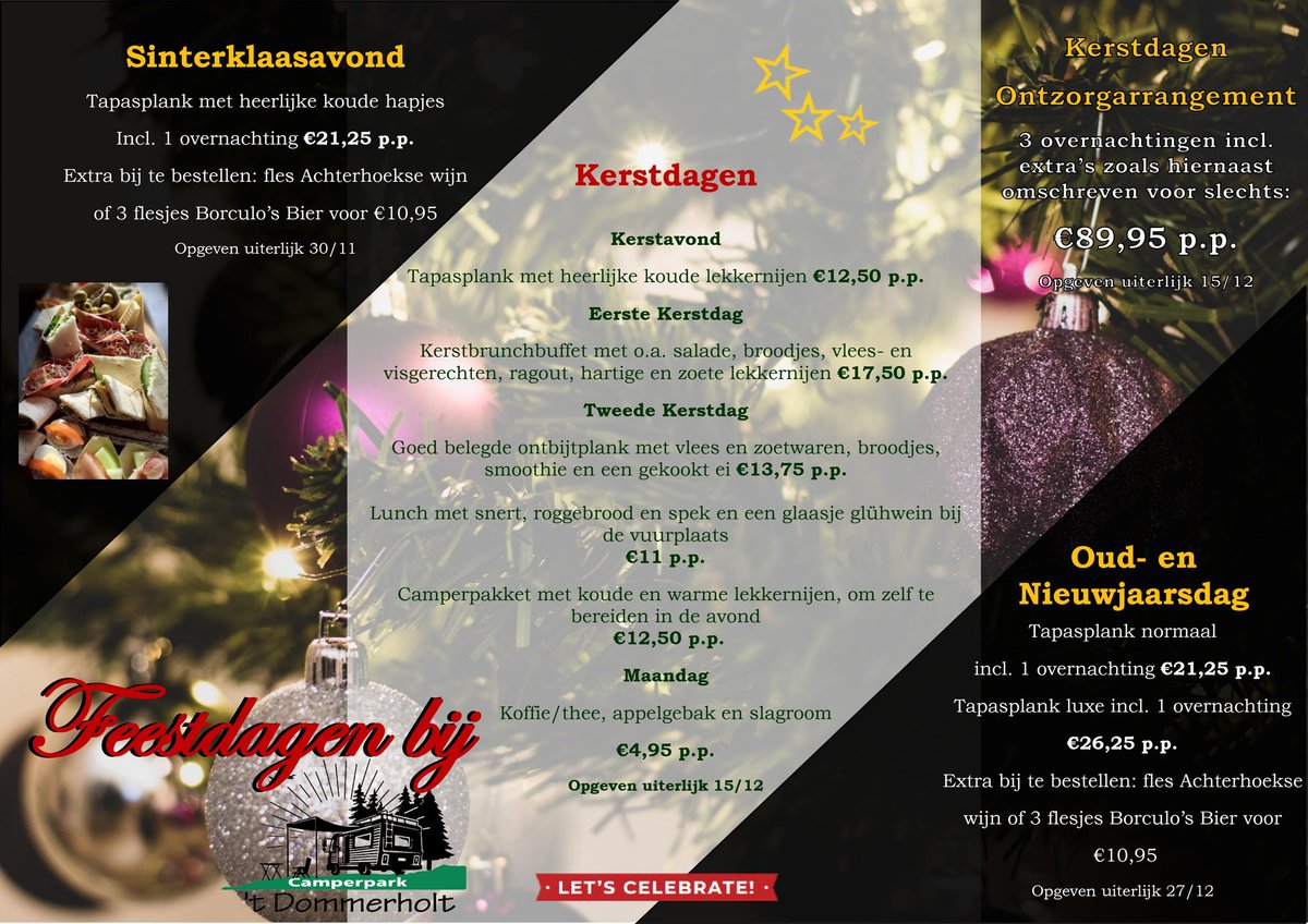 Welke camperaar weet nog niet waar hij/zij met de #feestdagen naar toe zal gaan? #camperpark 't Dommerholt in #Borculo heeft een totaal ontzorg #arrangement. Voor info camperparkdommerholt.eu