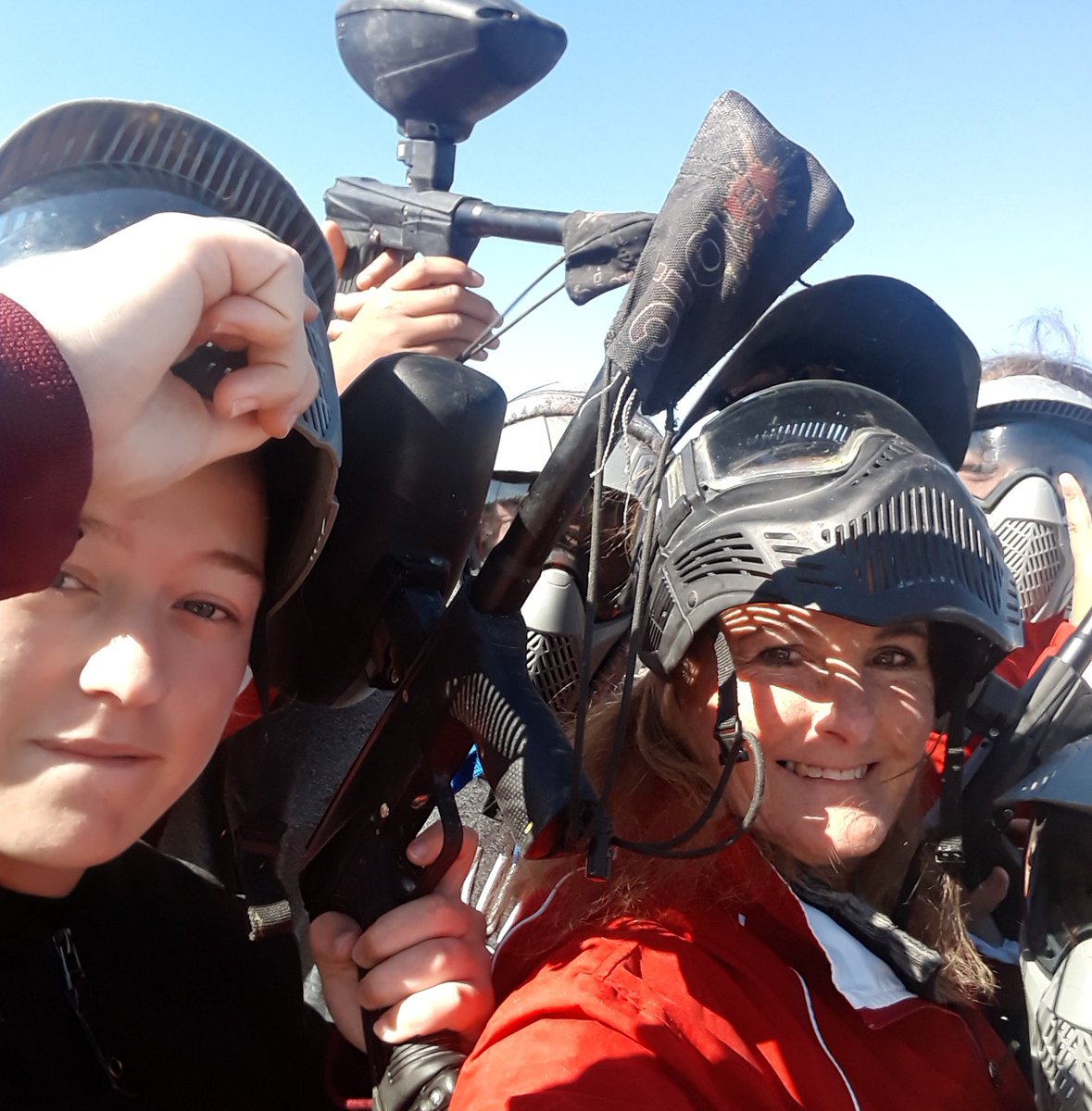 SegebartLynn's tweet photo. @LadyEagles2021 
Team bonding @Epic Paintball Park with "Wrasslin" team
#Ouch https://t.co/av05ECqkj5
