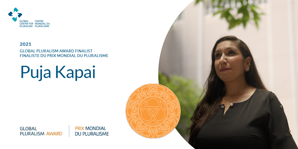 Global Centre for Pluralism (@globalpluralism) on Twitter photo Our #PluralismAward2021 finalist <a href="/PujaKapai/">Puja Kapai</a> is an academic, lawyer and social justice advocate who challenges gendered and racialized cultural norms and champions equal rights for Hong Kong’s ethnic minorities. Our #PluralismAward2021 finalist <a href="/PujaKapai/">Puja Kapai</a> is an academic, lawyer and social justice advocate who challenges gendered and racialized cultural norms and champions equal rights for Hong Kong’s ethnic minorities.